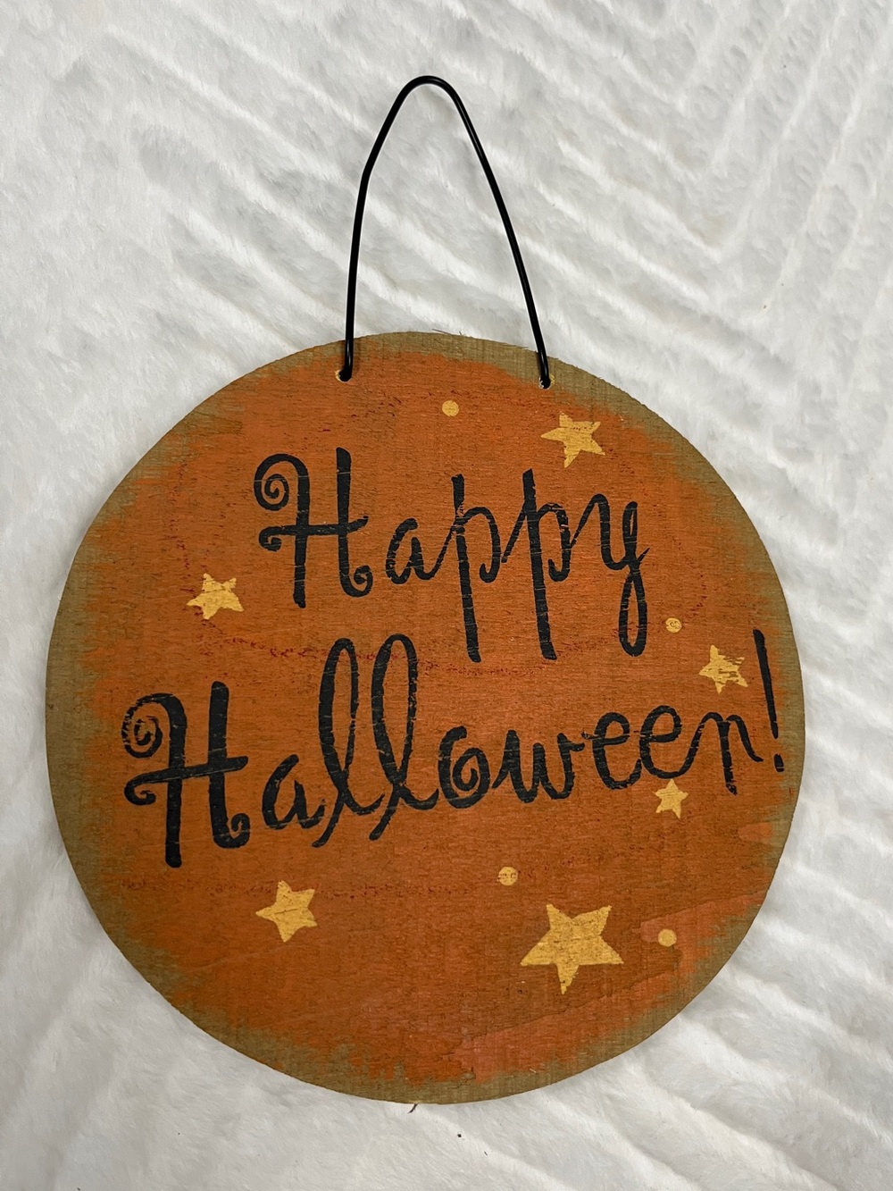 Happy Halloween Round Orange Wooden Door Sign farmhouse decor decoration
